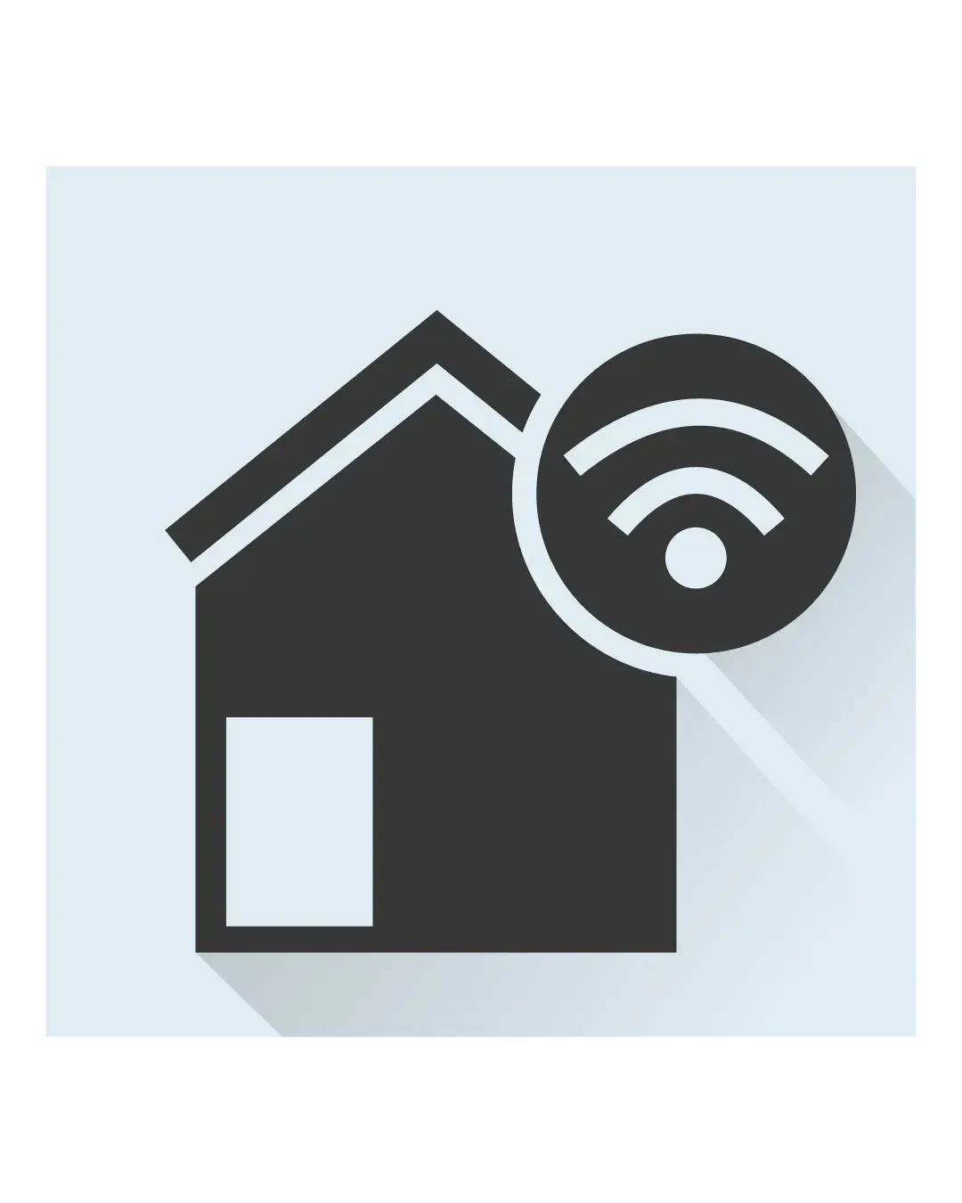 Grafik eines Hauses mit WLAN-Symbol oben rechts.